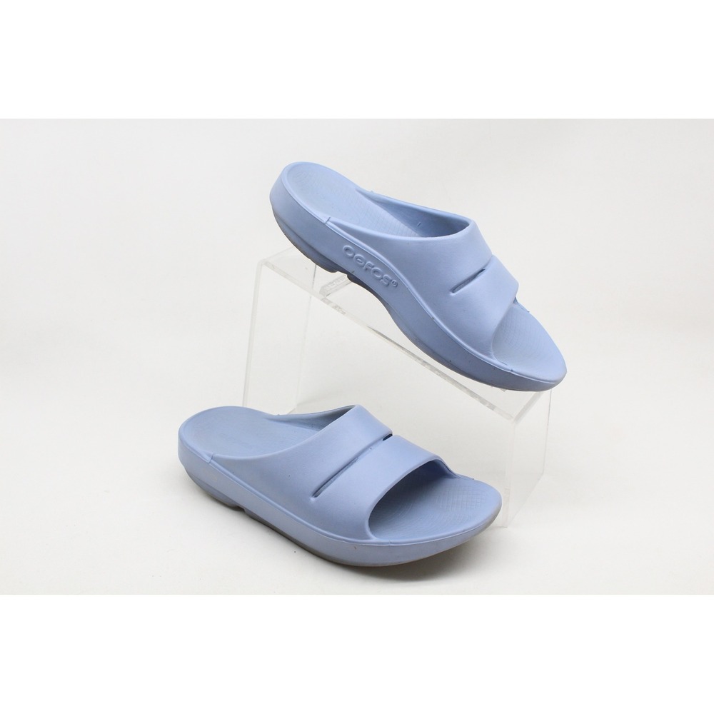 OOFOS OOahh Sport Slide Sandals Periwinkle Blue Recovery Shoes Womens 8 Mens 6